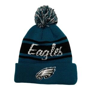 NFL Philadelphia Eagles Green Sports Fan Tailgating Knit Pom Pom Beanie Hat OS